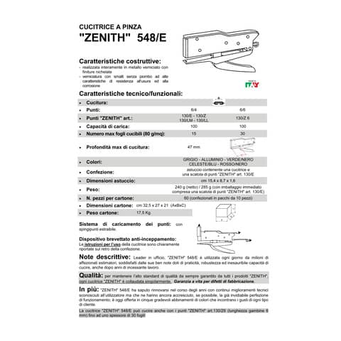 Cucitrice a pinza ZENITH 548/E Grigio  0215481067